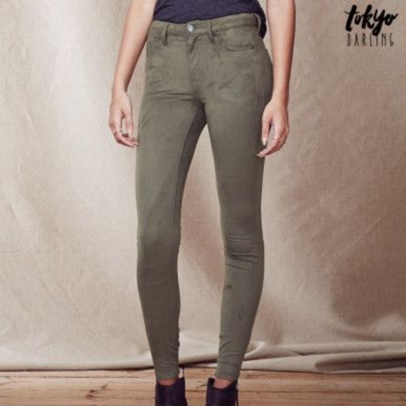 **SOLD**TOKYO DARLING | faux suede jeggings size 2 - Picture 1 of 9